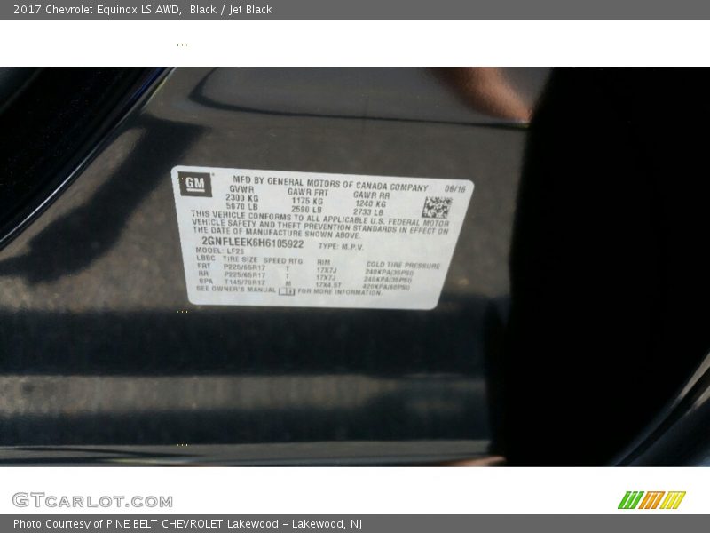 Black / Jet Black 2017 Chevrolet Equinox LS AWD