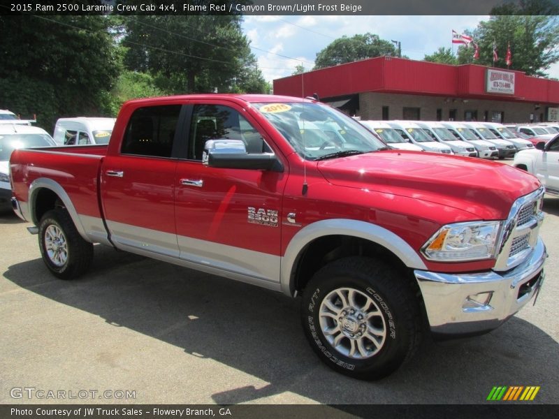 Flame Red / Canyon Brown/Light Frost Beige 2015 Ram 2500 Laramie Crew Cab 4x4
