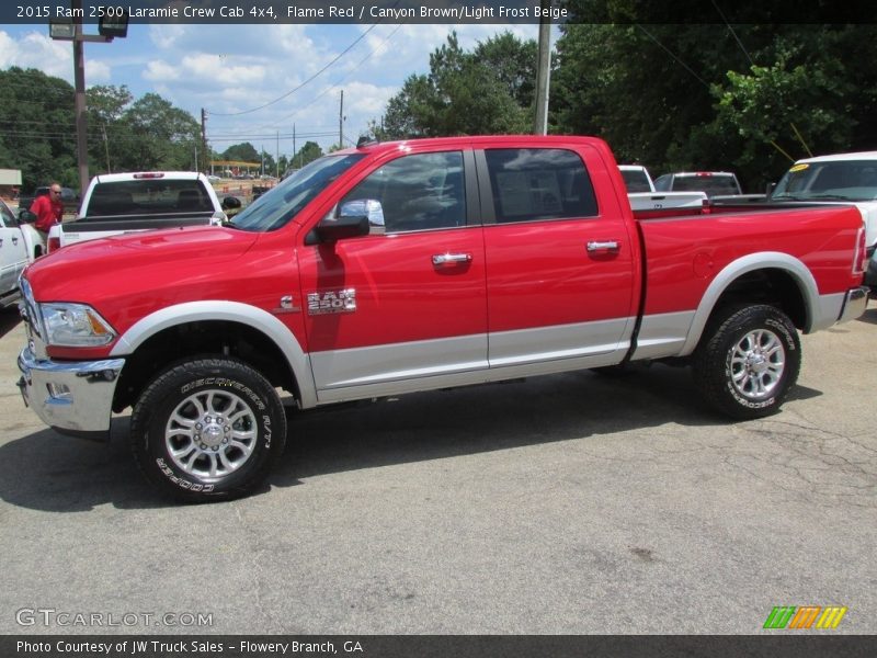 Flame Red / Canyon Brown/Light Frost Beige 2015 Ram 2500 Laramie Crew Cab 4x4
