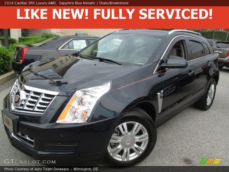 Sapphire Blue Metallic / Shale/Brownstone 2014 Cadillac SRX Luxury AWD