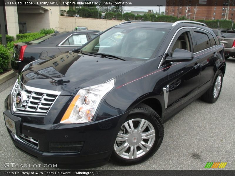 Sapphire Blue Metallic / Shale/Brownstone 2014 Cadillac SRX Luxury AWD