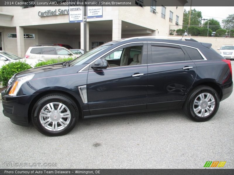 Sapphire Blue Metallic / Shale/Brownstone 2014 Cadillac SRX Luxury AWD