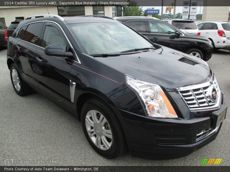 Sapphire Blue Metallic / Shale/Brownstone 2014 Cadillac SRX Luxury AWD