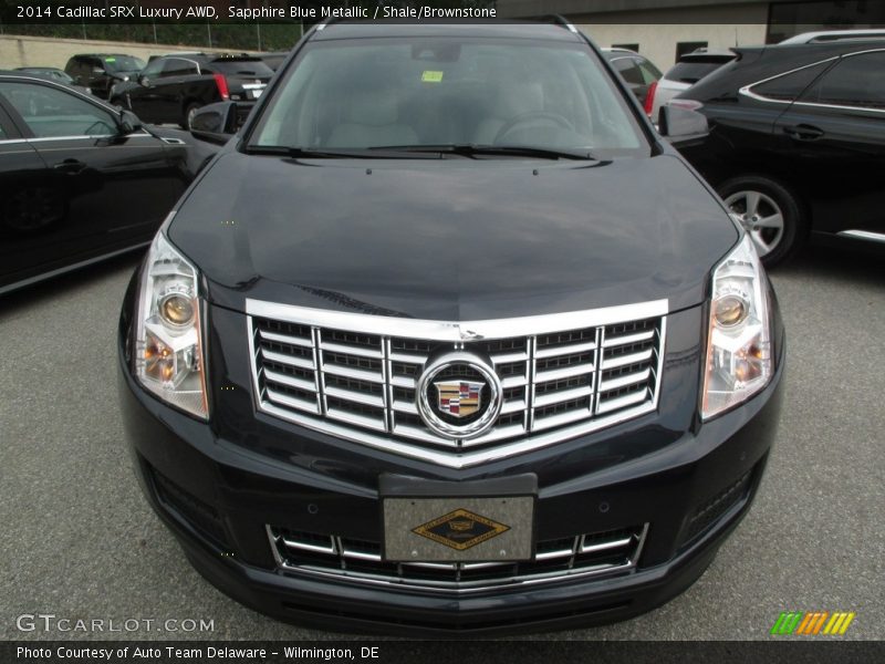 Sapphire Blue Metallic / Shale/Brownstone 2014 Cadillac SRX Luxury AWD
