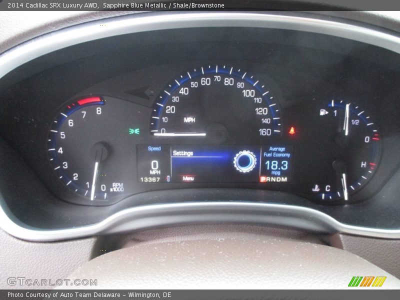 Sapphire Blue Metallic / Shale/Brownstone 2014 Cadillac SRX Luxury AWD