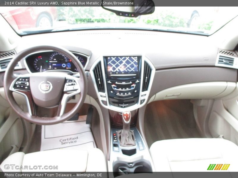 Sapphire Blue Metallic / Shale/Brownstone 2014 Cadillac SRX Luxury AWD