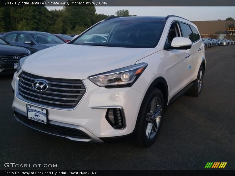 Monaco White / Gray 2017 Hyundai Santa Fe Ultimate AWD