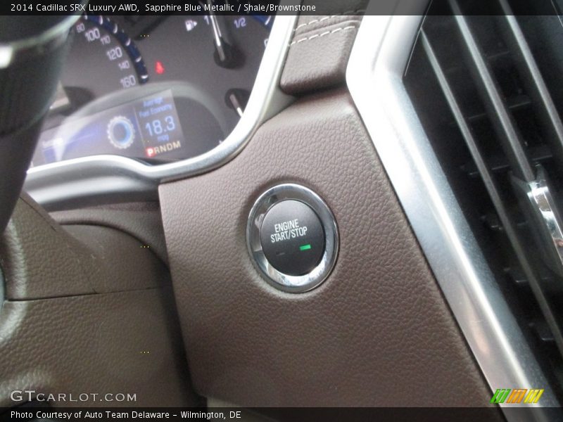 Sapphire Blue Metallic / Shale/Brownstone 2014 Cadillac SRX Luxury AWD