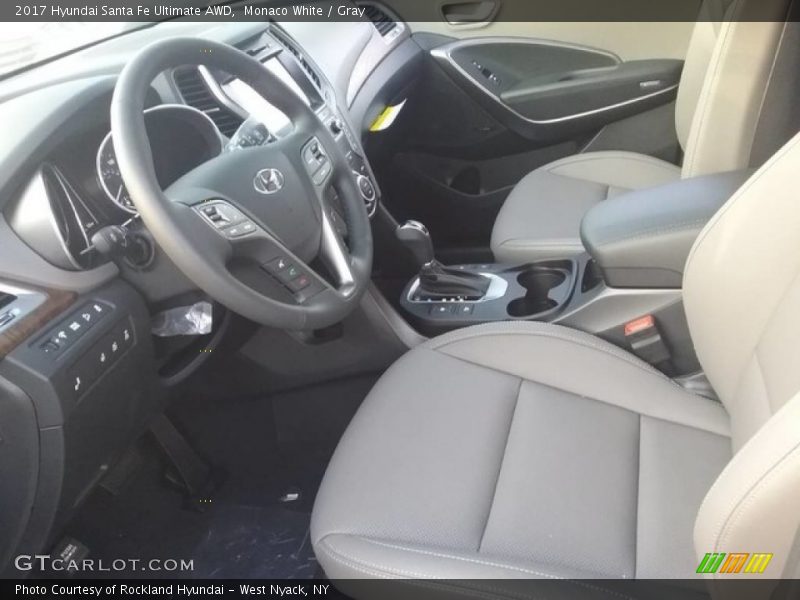 Monaco White / Gray 2017 Hyundai Santa Fe Ultimate AWD