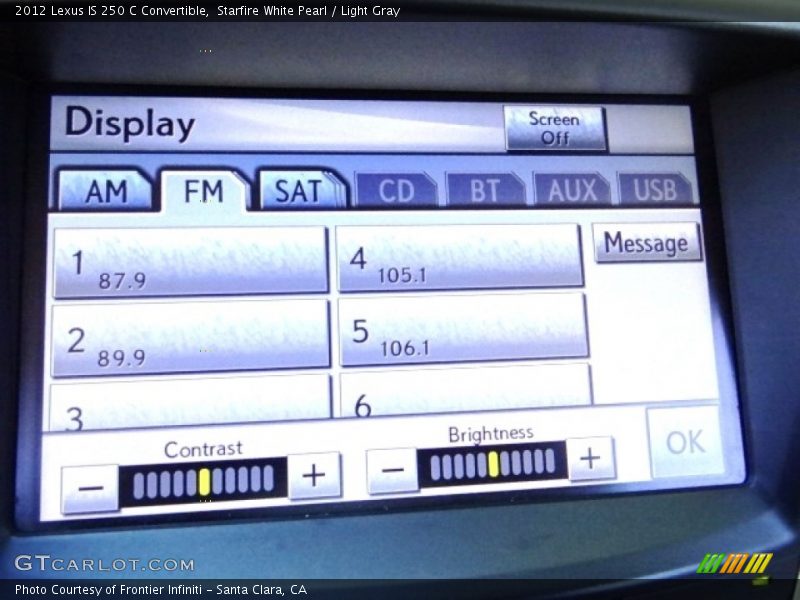 Starfire White Pearl / Light Gray 2012 Lexus IS 250 C Convertible