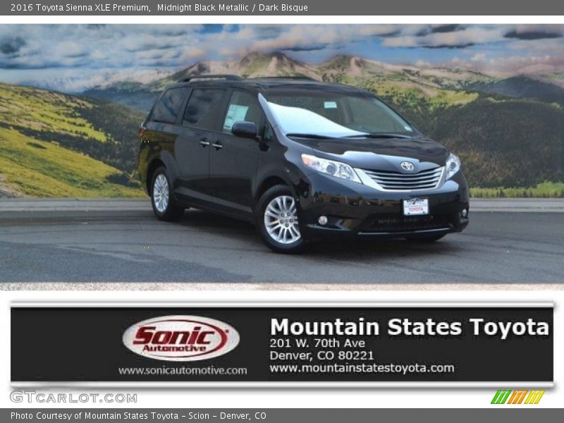 Midnight Black Metallic / Dark Bisque 2016 Toyota Sienna XLE Premium