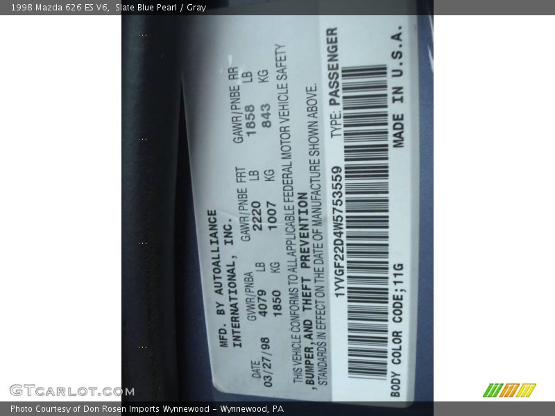 Slate Blue Pearl / Gray 1998 Mazda 626 ES V6