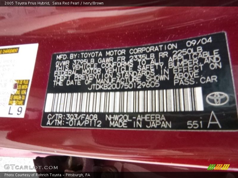 Salsa Red Pearl / Ivory/Brown 2005 Toyota Prius Hybrid