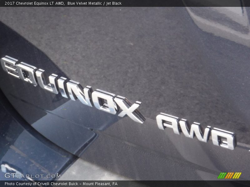 Blue Velvet Metallic / Jet Black 2017 Chevrolet Equinox LT AWD