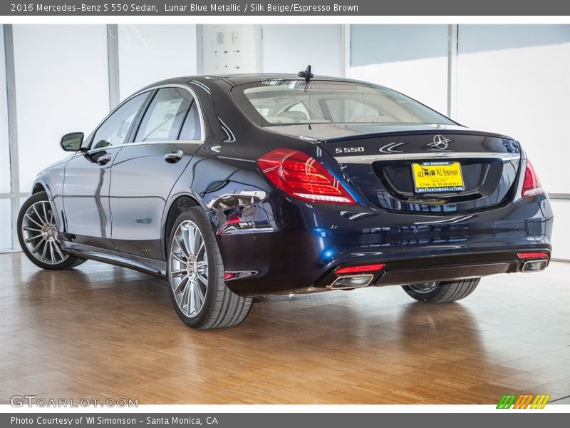 Lunar Blue Metallic / Silk Beige/Espresso Brown 2016 Mercedes-Benz S 550 Sedan