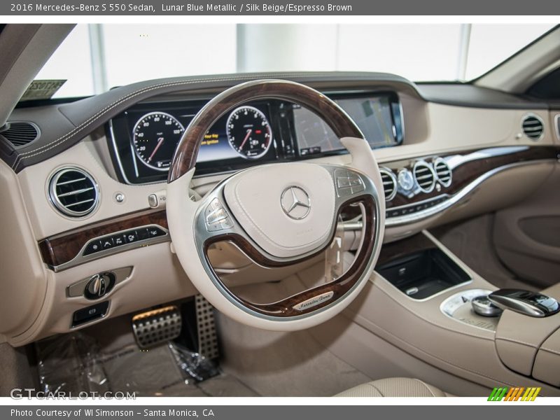 Lunar Blue Metallic / Silk Beige/Espresso Brown 2016 Mercedes-Benz S 550 Sedan
