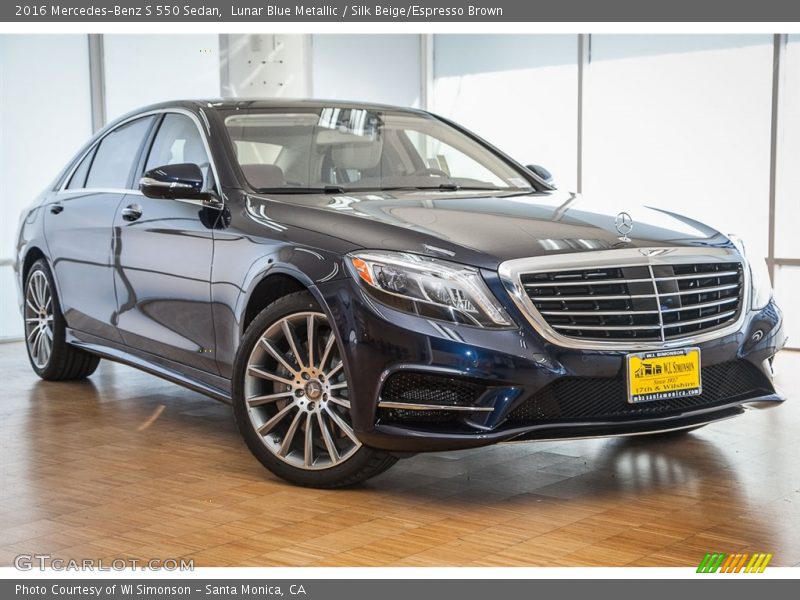 Lunar Blue Metallic / Silk Beige/Espresso Brown 2016 Mercedes-Benz S 550 Sedan
