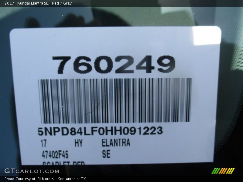 Red / Gray 2017 Hyundai Elantra SE