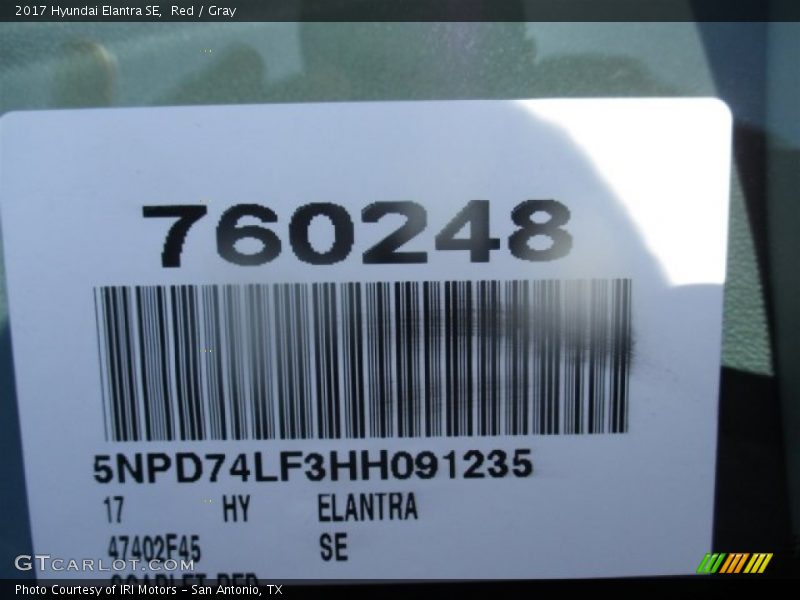 Red / Gray 2017 Hyundai Elantra SE