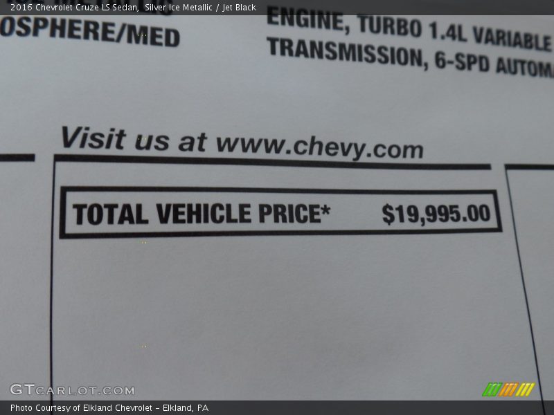 Silver Ice Metallic / Jet Black 2016 Chevrolet Cruze LS Sedan