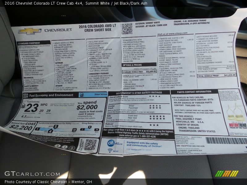 Summit White / Jet Black/Dark Ash 2016 Chevrolet Colorado LT Crew Cab 4x4