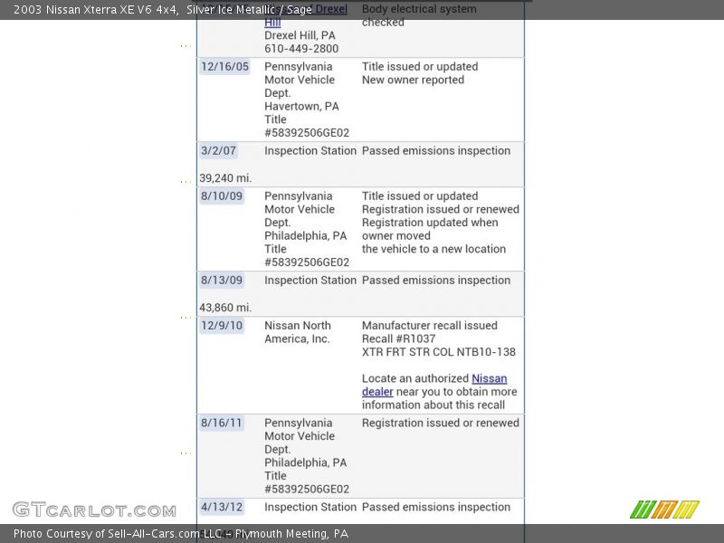 Silver Ice Metallic / Sage 2003 Nissan Xterra XE V6 4x4