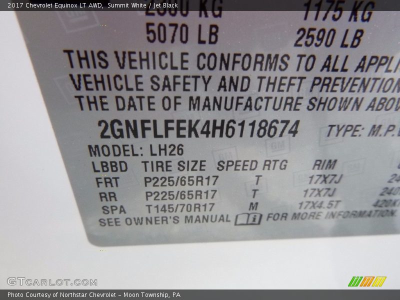 Summit White / Jet Black 2017 Chevrolet Equinox LT AWD