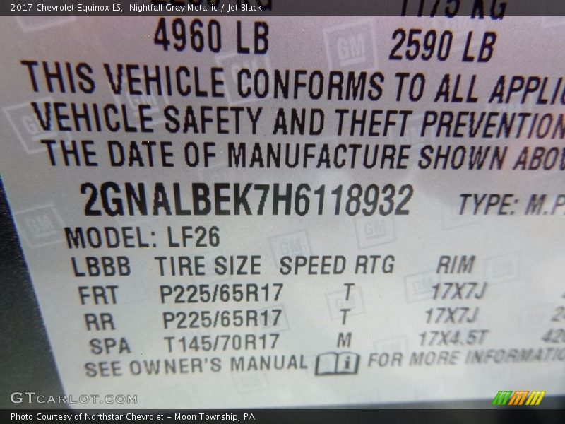 Nightfall Gray Metallic / Jet Black 2017 Chevrolet Equinox LS