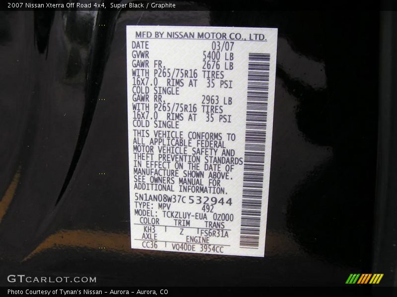 Super Black / Graphite 2007 Nissan Xterra Off Road 4x4