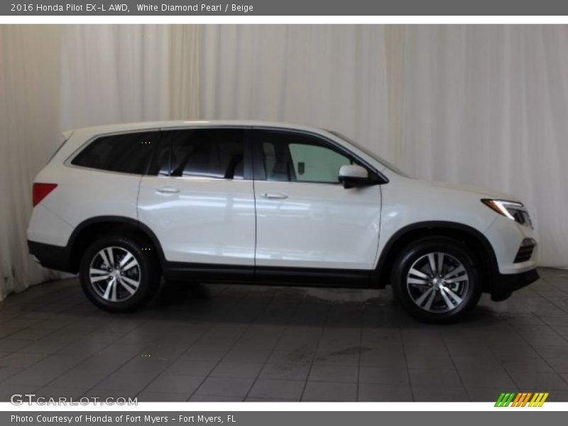 White Diamond Pearl / Beige 2016 Honda Pilot EX-L AWD