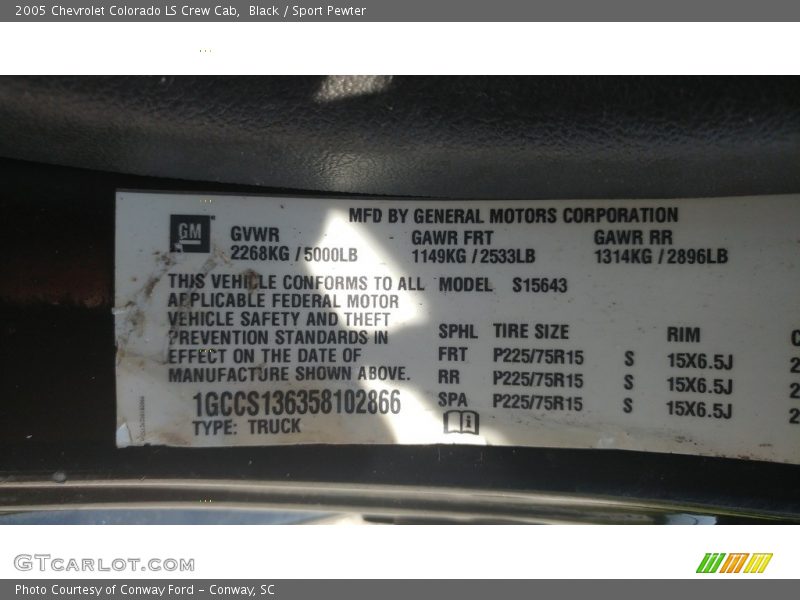 Black / Sport Pewter 2005 Chevrolet Colorado LS Crew Cab