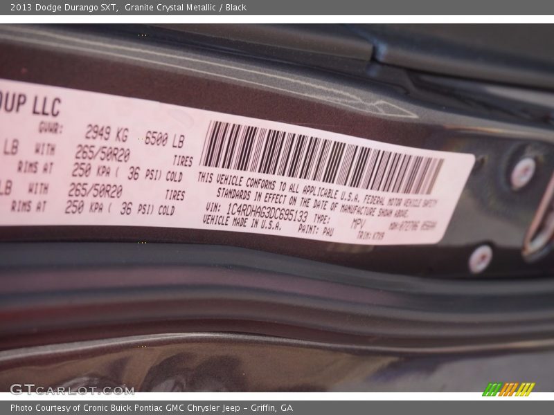 Granite Crystal Metallic / Black 2013 Dodge Durango SXT