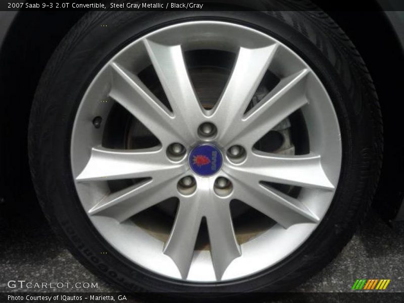 Steel Gray Metallic / Black/Gray 2007 Saab 9-3 2.0T Convertible
