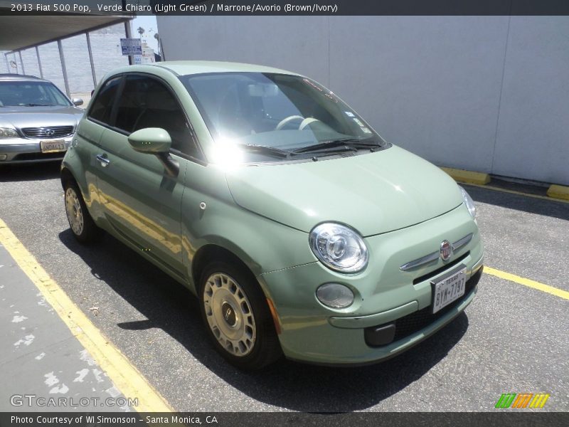 Verde Chiaro (Light Green) / Marrone/Avorio (Brown/Ivory) 2013 Fiat 500 Pop