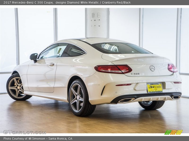 designo Diamond White Metallic / Cranberry Red/Black 2017 Mercedes-Benz C 300 Coupe