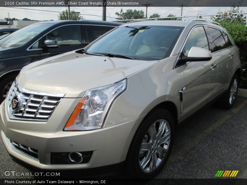Silver Coast Metallic / Shale/Brownstone 2016 Cadillac SRX Premium AWD