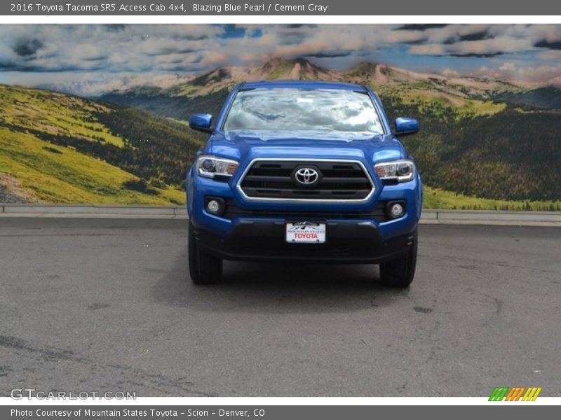 Blazing Blue Pearl / Cement Gray 2016 Toyota Tacoma SR5 Access Cab 4x4