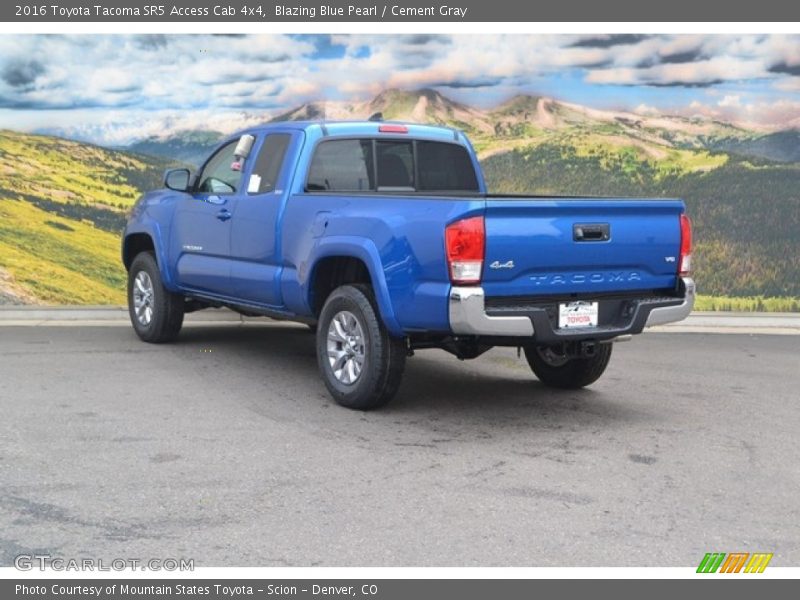 Blazing Blue Pearl / Cement Gray 2016 Toyota Tacoma SR5 Access Cab 4x4