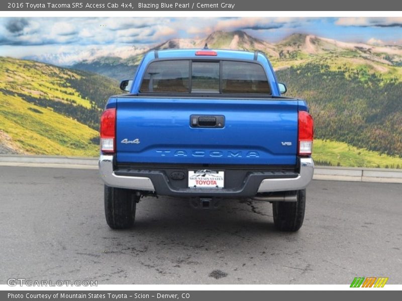 Blazing Blue Pearl / Cement Gray 2016 Toyota Tacoma SR5 Access Cab 4x4