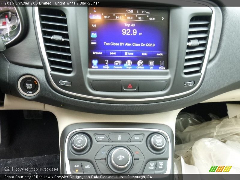 Bright White / Black/Linen 2016 Chrysler 200 Limited