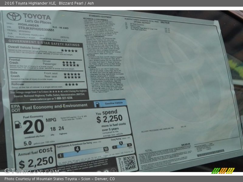 Blizzard Pearl / Ash 2016 Toyota Highlander XLE