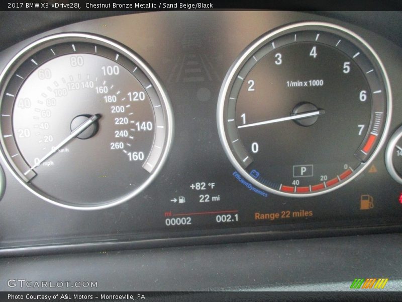 Chestnut Bronze Metallic / Sand Beige/Black 2017 BMW X3 xDrive28i