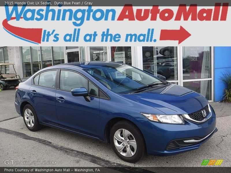 Dyno Blue Pearl / Gray 2015 Honda Civic LX Sedan