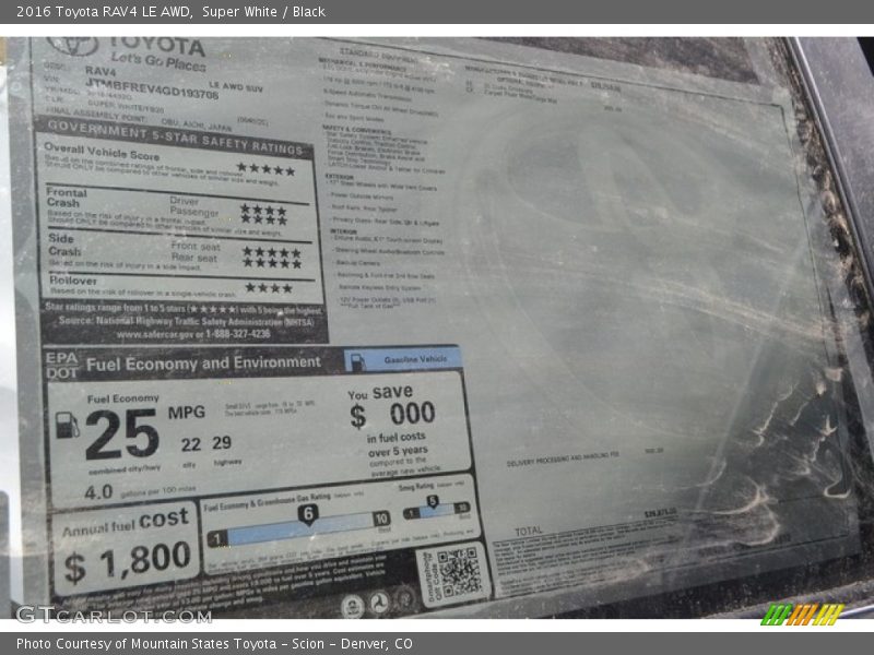 Super White / Black 2016 Toyota RAV4 LE AWD