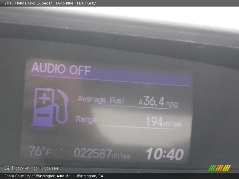 Dyno Blue Pearl / Gray 2015 Honda Civic LX Sedan