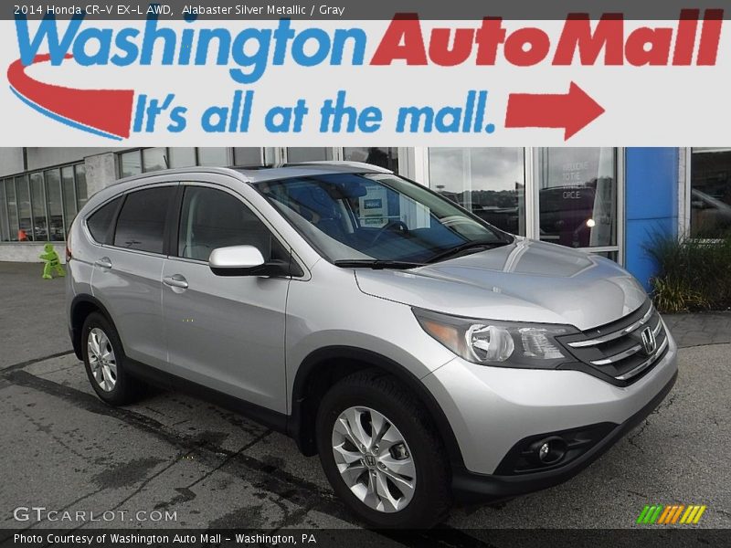 Alabaster Silver Metallic / Gray 2014 Honda CR-V EX-L AWD