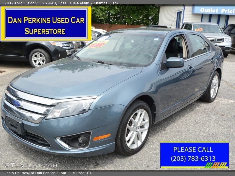 Steel Blue Metallic / Charcoal Black 2012 Ford Fusion SEL V6 AWD
