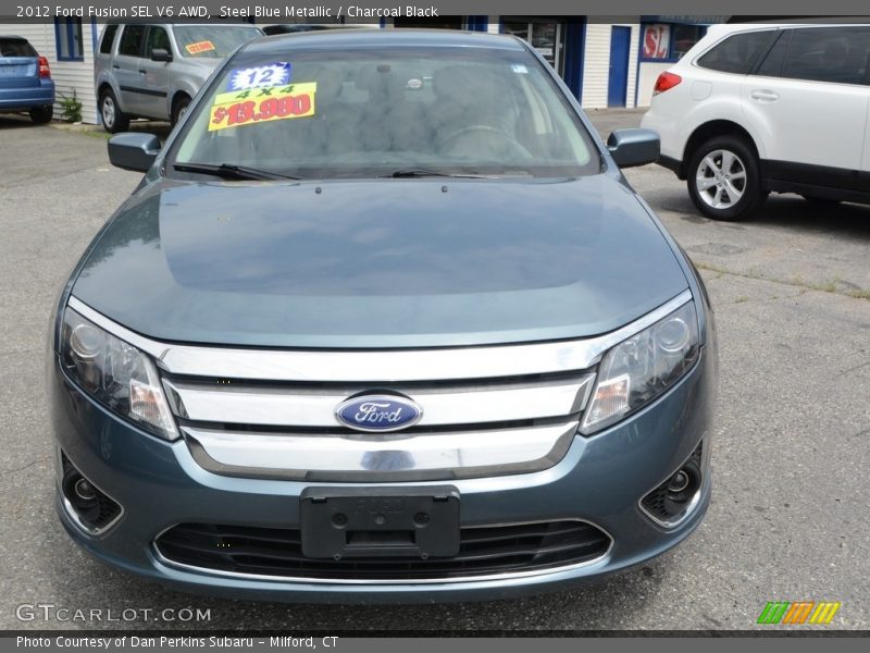 Steel Blue Metallic / Charcoal Black 2012 Ford Fusion SEL V6 AWD