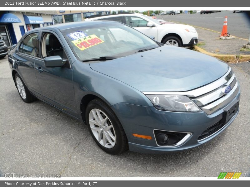 Steel Blue Metallic / Charcoal Black 2012 Ford Fusion SEL V6 AWD