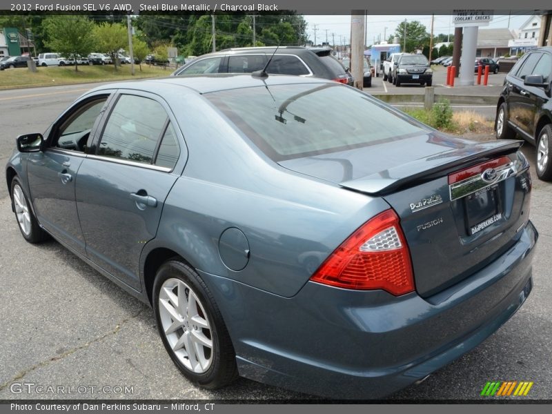 Steel Blue Metallic / Charcoal Black 2012 Ford Fusion SEL V6 AWD